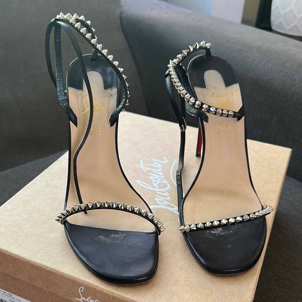 Christian Louboutin Black Strappy Heels with Studs